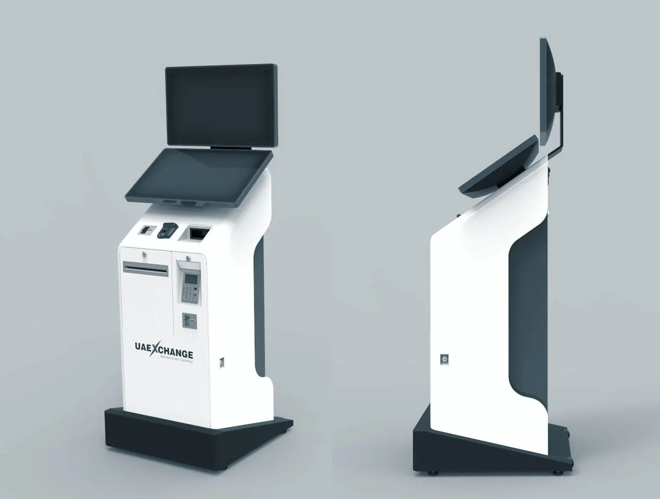 Self-service kiosk in two finishes