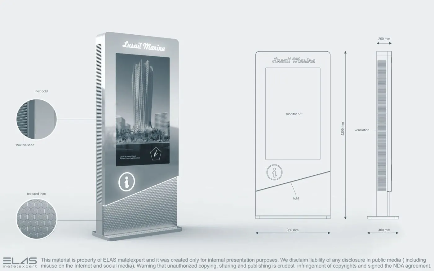 Concept sheet for a signage column