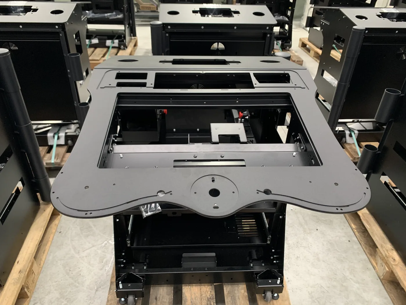Roulette cabinet frames before assembly